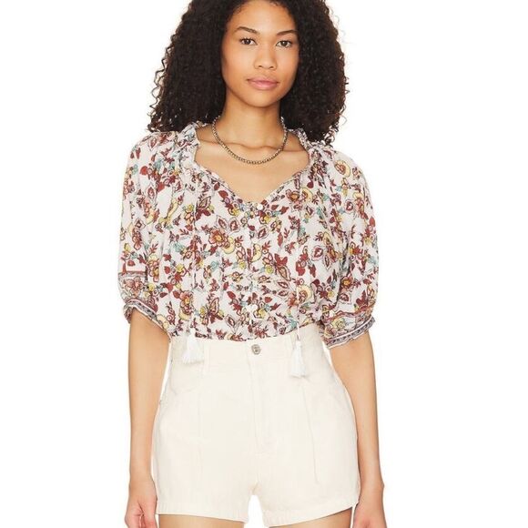 Cleobella Iris Floral Tassel Tie Blouse in Enya NEW Size XS Boho - Picture 4 of 10